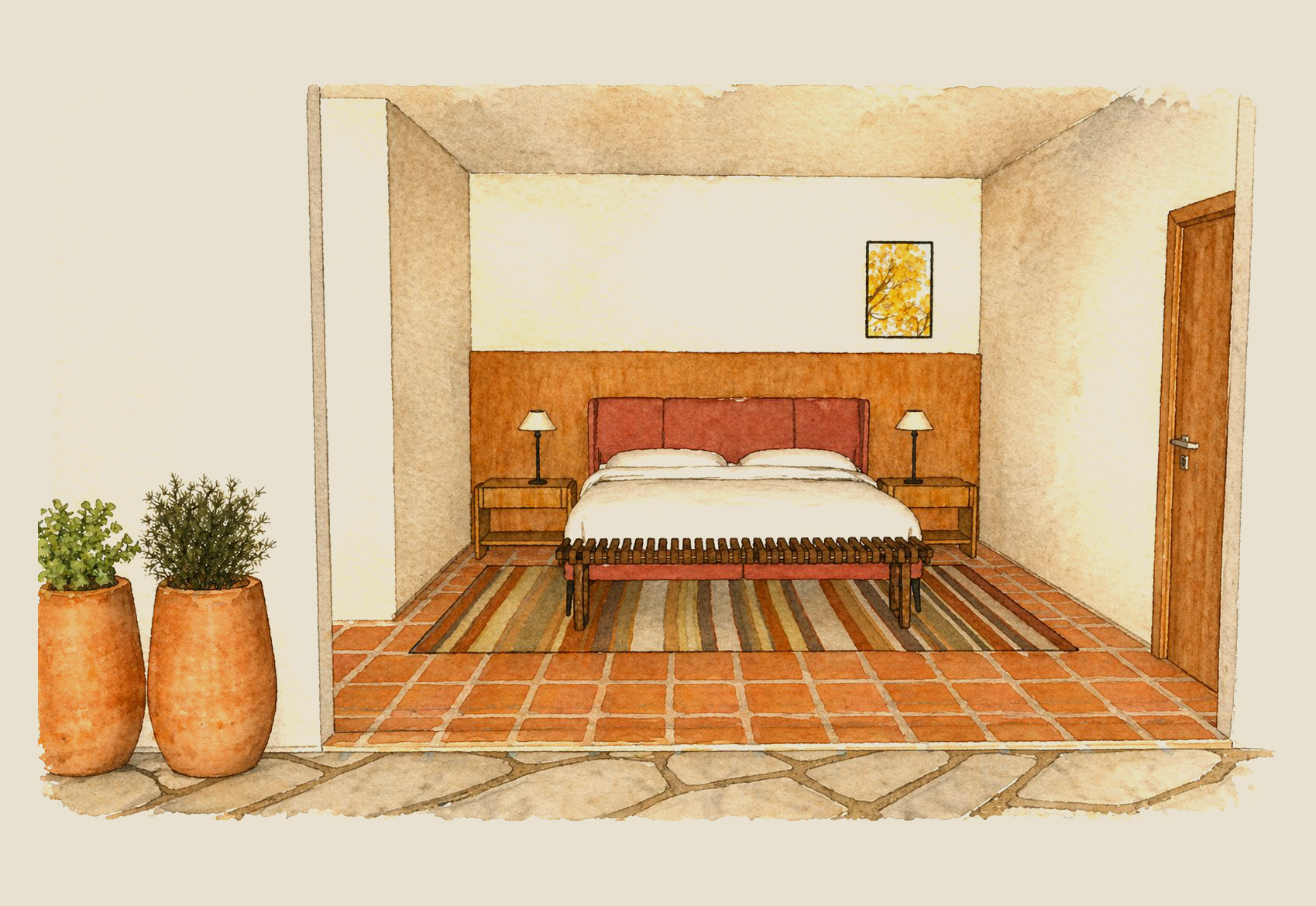 casa alma — quarto cabeceira couro